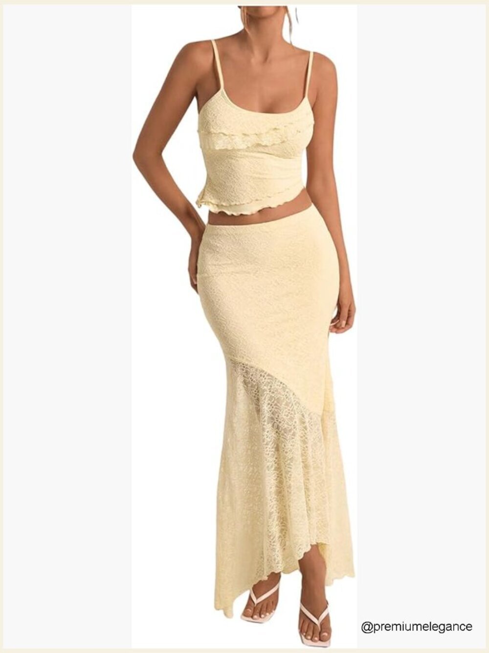 2 Piece Outfits: Ruffle Cami Crop Top & Flowy Maxi Skirt Boho Set